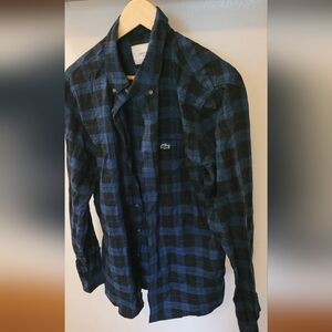 Lacoste Men's Plaid Shirt Jacket in Blue and Black
